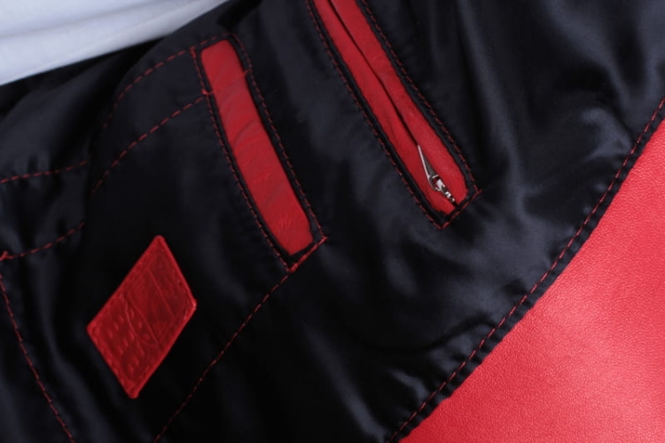 ATN462 - Czerwona Ramoneska Męska Skórzana / praktyczne kieszenie wewnętrzne na klatce piersiowej DORJAN