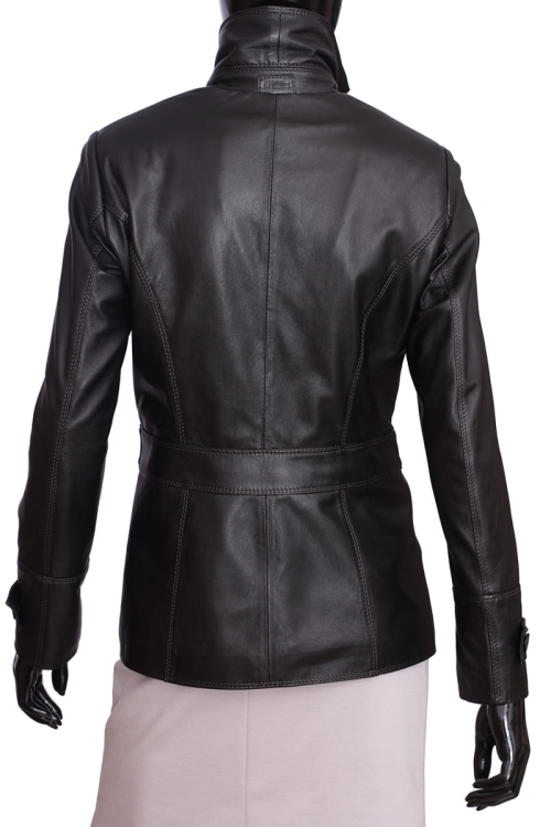 MNA450_3 - marynarka skórzana damska z kieszeniami z patką DORJAN