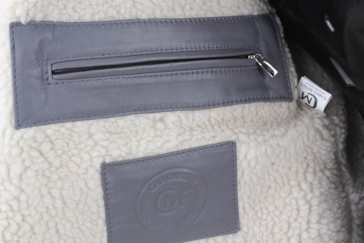 ELV102 - Kurtka skórzana męska / wewnętrzna kieszeń zapinana na zamek, z wykończeniem ze skóry DORJAN