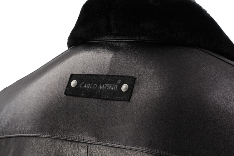 PLT450K - Pilotka skórzana męska / karczek kurtki z logotypem CARLO MONTI na zamszowej skórce