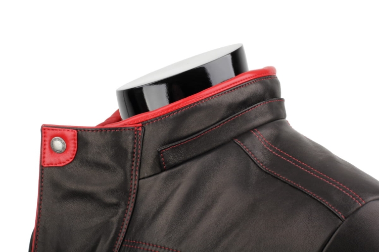 AMDO450_1 - Zimowa Kurtka skórzana męska PREMIUM ocieplana stójka z listwą kryjącą zapięcie kaptura DORJAN