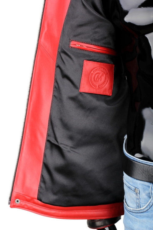 AMDO450_1 - Zimowa Kurtka skórzana męska PREMIUM wewnętrzne wykończenie czarną podszewką DORJAN