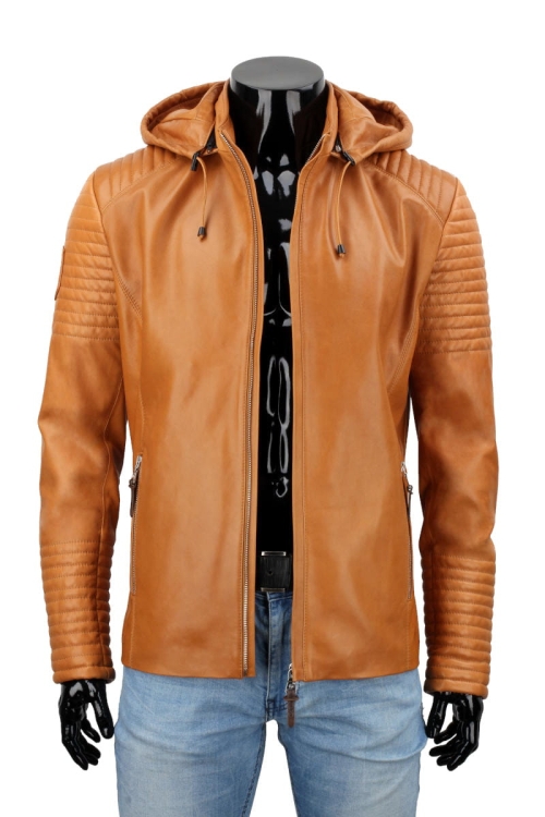 Kurtka skórzana z kapturem DORJAN CM VIT084K 2.JPG