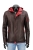 AMDU122B - Skórzana brązowa kurtka męska z kapturem PREMIUM idealna na wiosnę i jesień DORJAN