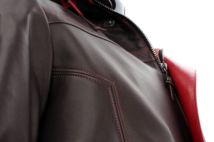 AMDU122B - Skórzana brązowa kurtka męska z kapturem PREMIUM wysokiej jakości wykończenie DORJAN