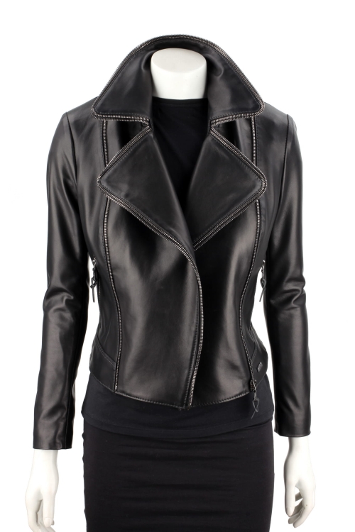 VIK450 - Ramoneska damska z ozdobnymi zamkami z bocznymi kieszeniami DORJAN