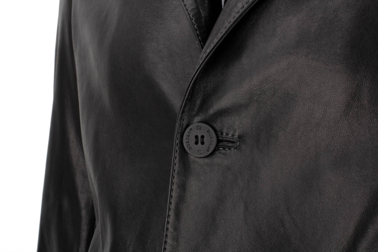 JSZK450 - Elegancka skórzana kurtka męska czarna z kołnierzem DORJAN 11.JPG