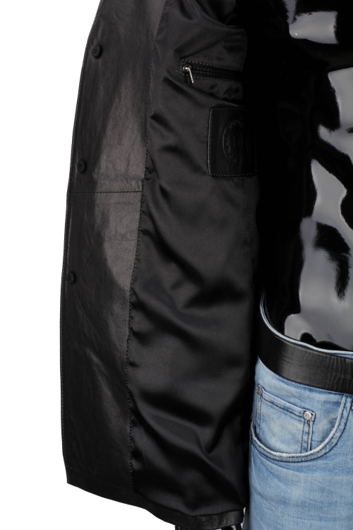 JSZK450 - Elegancka skórzana kurtka męska czarna z kołnierzem DORJAN 12.JPG