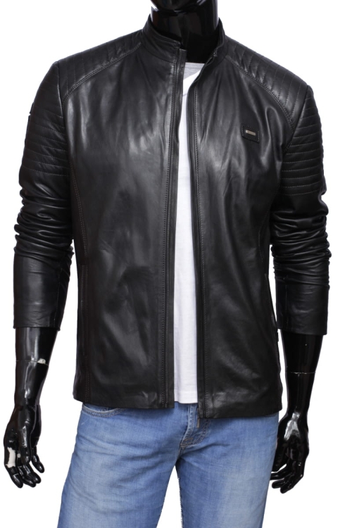 VIT450_3 - Czarna kurtka skórzana męska w casualowym stylu DORJAN 2.jpg