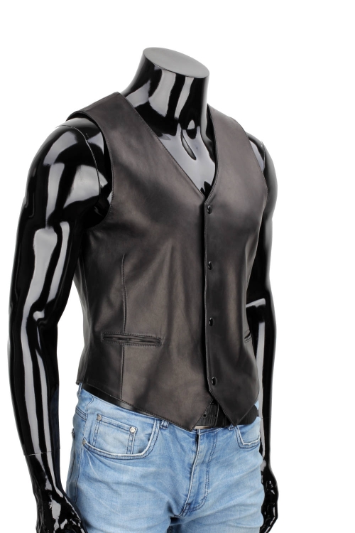 HRO450 - Elegancka czarna kamizelka skórzana męska klasyk DORJAN 2.JPG