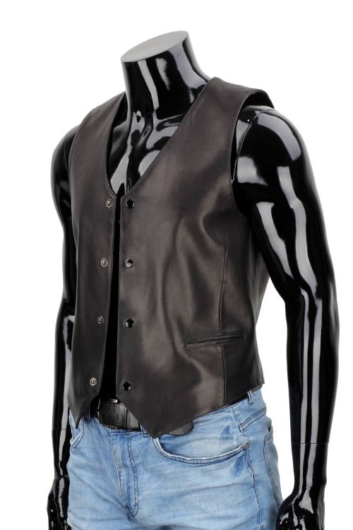 HRO450 - Elegancka czarna kamizelka skórzana męska klasyk DORJAN 5.JPG