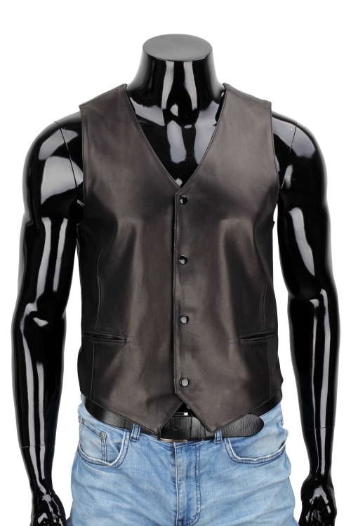 HRO450 - Elegancka czarna kamizelka skórzana męska klasyk DORJAN 6.JPG