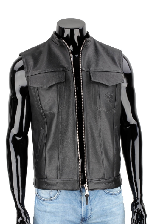 DUC950 - Czarna kamizelka motocyklowa skórzana męska DORJAN 2.JPG