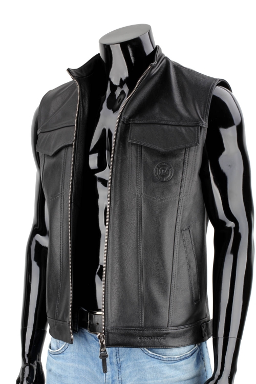 DUC950 - Czarna kamizelka motocyklowa skórzana męska DORJAN 4.JPG
