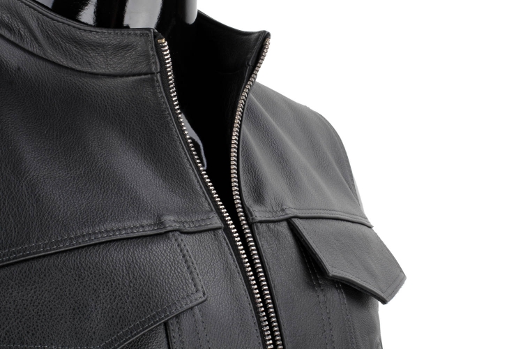 DUC950 - Czarna kamizelka motocyklowa skórzana męska DORJAN 10.JPG