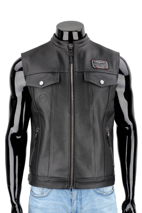 DUC950N - Męska kamizelka motocyklowa skórzana z naszywkami DORJAN 1.JPG