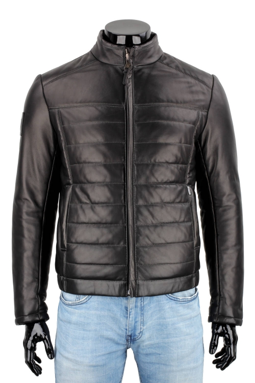 LUC450N - Kurtka skórzana męska z czarnej skóry ocieplona DORJAN 1.JPG