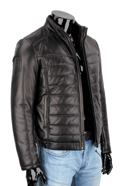LUC450N - Kurtka skórzana męska z czarnej skóry ocieplona DORJAN 3.JPG