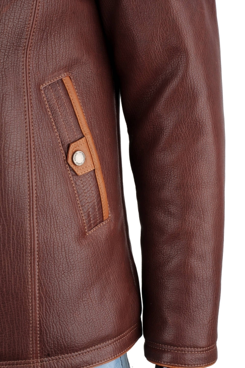 AMD126 - Ekskluzywna brązowa skórzana kurtka męska z kapturem PREMIUM DORJAN 10.JPG