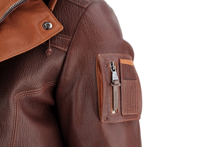 AMD126 - Ekskluzywna brązowa skórzana kurtka męska z kapturem PREMIUM DORJAN 12.JPG