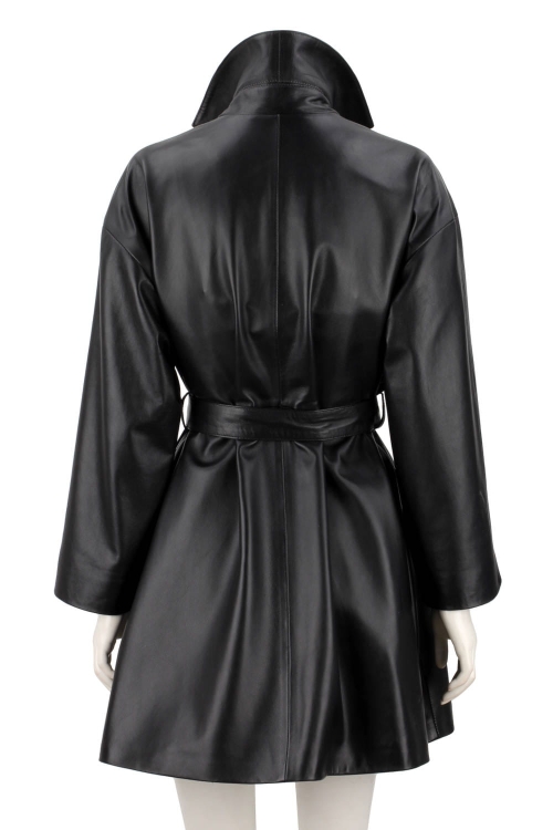 FLO450 - Czarny płaszcz skórzany damski oversize ze skóry naturalnej DORJAN 5.JPG