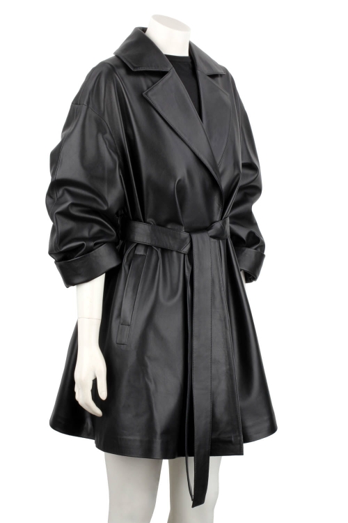 FLO450 - Czarny płaszcz skórzany damski oversize ze skóry naturalnej DORJAN 6.JPG