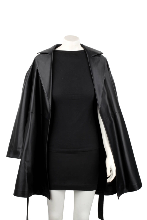 FLO450 - Czarny płaszcz skórzany damski oversize ze skóry naturalnej DORJAN 10.JPG