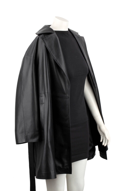 FLO450 - Czarny płaszcz skórzany damski oversize ze skóry naturalnej DORJAN 11.JPG