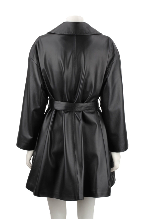 FLO450 - Czarny płaszcz skórzany damski oversize ze skóry naturalnej DORJAN 12.JPG