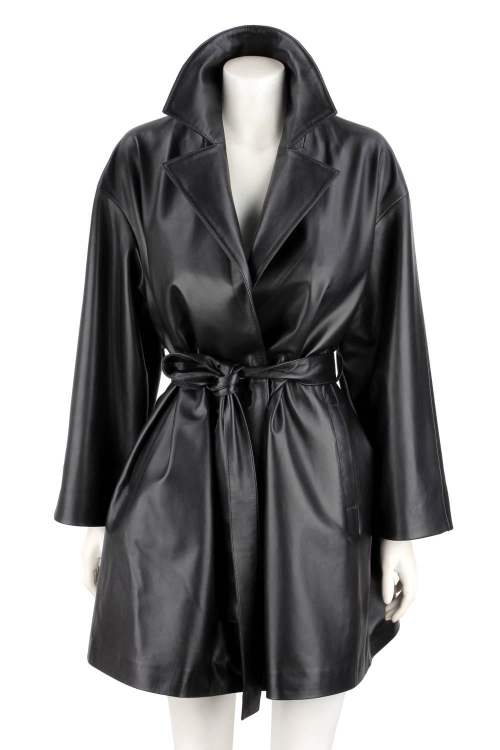 FLO450 - Czarny płaszcz skórzany damski oversize ze skóry naturalnej DORJAN 13.JPG