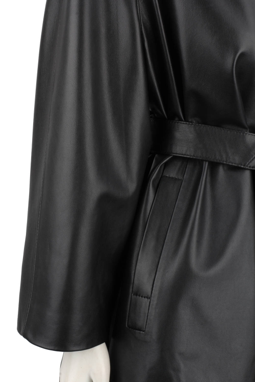 FLO450 - Czarny płaszcz skórzany damski oversize ze skóry naturalnej DORJAN 14.JPG