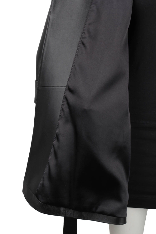 FLO450 - Czarny płaszcz skórzany damski oversize ze skóry naturalnej DORJAN 15.JPG