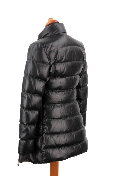 OUT137 - XS - Czarny płaszcz skórzany damski ocieplony DORJAN Outlet 2.JPG