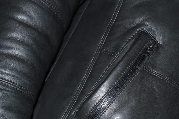 Kurtka skórzana pikowana męska CARLO MONTI BRU100 przeszycia