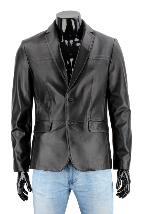 RLF450N - Casualowa marynarka skórzana męska z czarnej skóry DORJAN 1.JPG