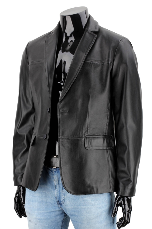 RLF450N - Casualowa marynarka skórzana męska z czarnej skóry DORJAN 3.JPG