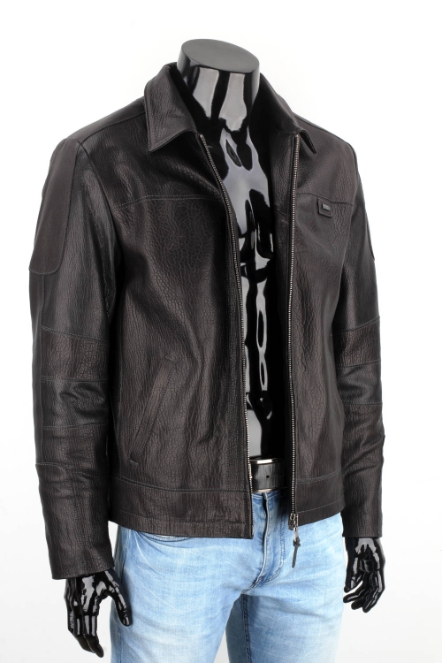 PAO951 - Klasyczna czarna kurtka skórzana męska w stylu vintage DORJAN 4.JPG