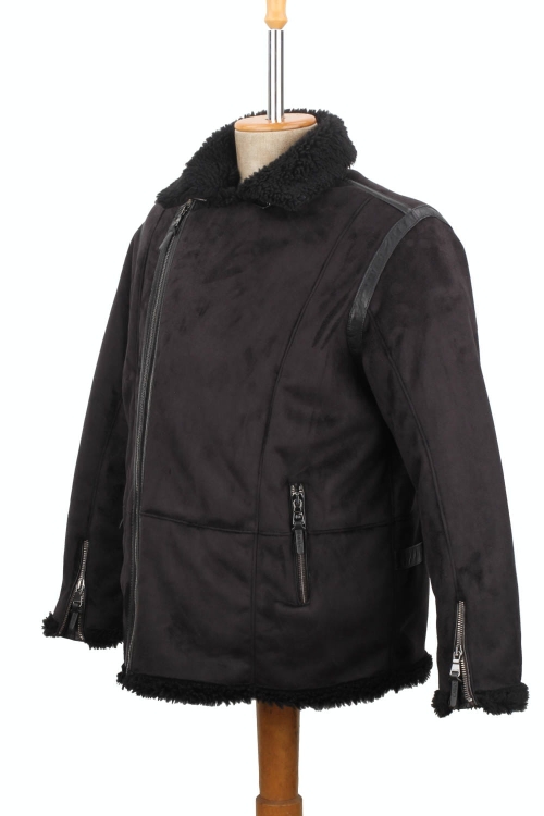 OUT158 - 3XL - Czarny kożuch ekologiczny męski w dużym rozmiarze DORJAN Outlet 2.JPG