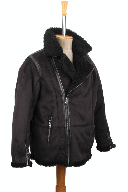 OUT158 - 3XL - Czarny kożuch ekologiczny męski w dużym rozmiarze DORJAN Outlet 3.JPG
