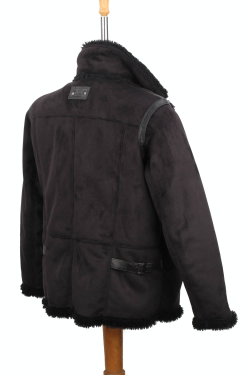 OUT158 - 3XL - Czarny kożuch ekologiczny męski w dużym rozmiarze DORJAN Outlet 4.JPG