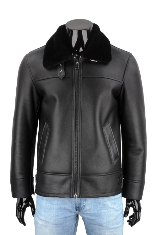 CMK001K - Ciepła pilotka męska z czarnego kożucha naturalnego DORJAN 1.JPG