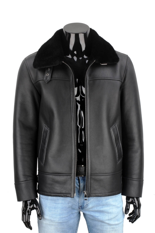 CMK001K - Ciepła pilotka męska z czarnego kożucha naturalnego DORJAN 4.JPG