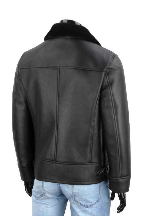 CMK001K - Ciepła pilotka męska z czarnego kożucha naturalnego DORJAN 5.JPG