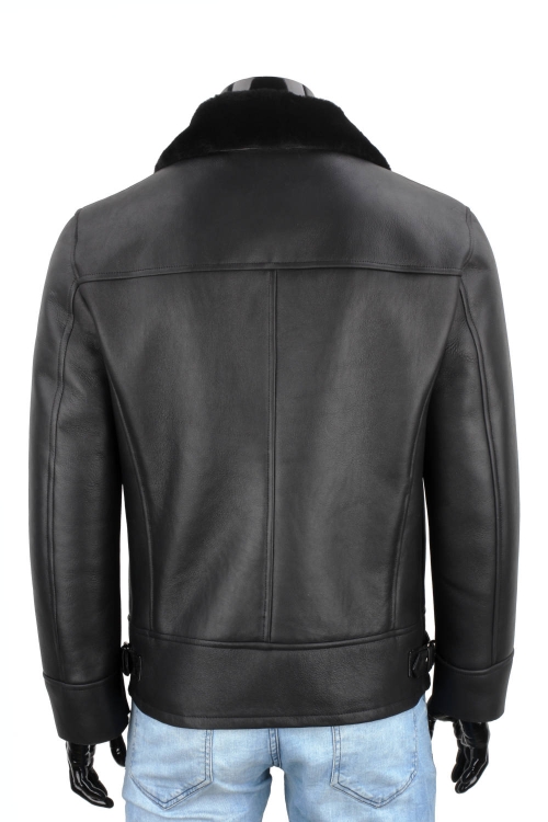 CMK001K - Ciepła pilotka męska z czarnego kożucha naturalnego DORJAN 6.JPG