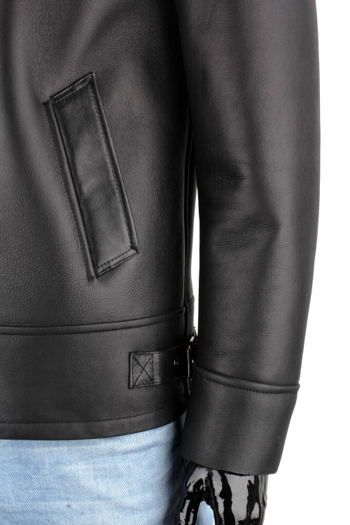 CMK001K - Ciepła pilotka męska z czarnego kożucha naturalnego DORJAN 9.JPG