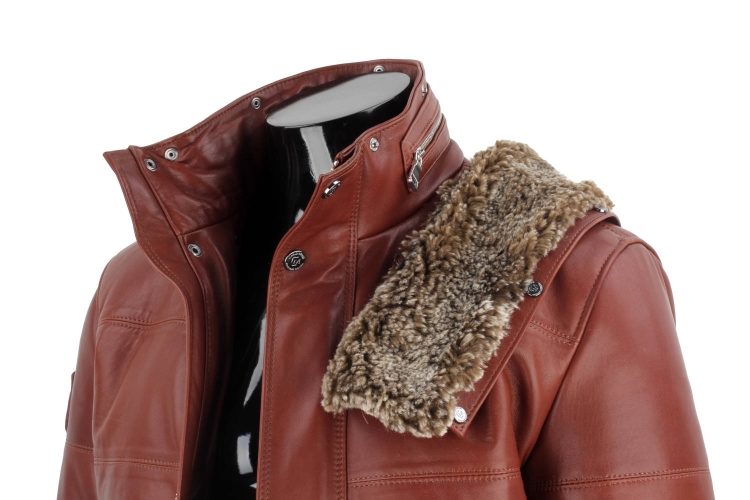 BRU122A - Ciepła brązowa kurtka skórzana męska pikowana DORJAN  13.JPG