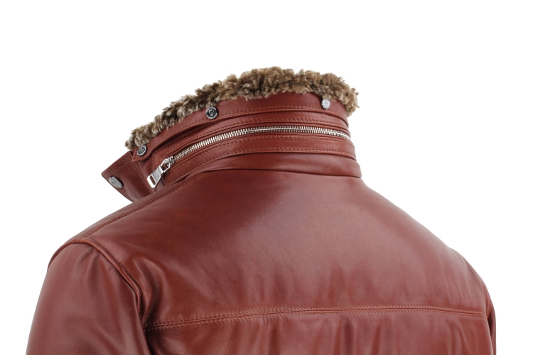 BRU122A - Ciepła brązowa kurtka skórzana męska pikowana DORJAN  16.JPG