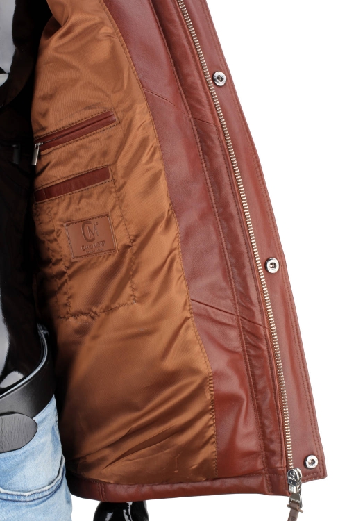 BRU122A - Ciepła brązowa kurtka skórzana męska pikowana DORJAN  20.JPG