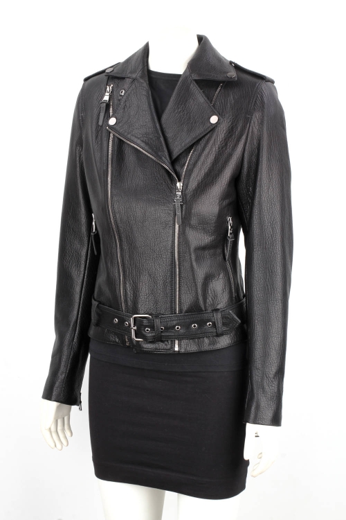 JUD951 - Damska ramoneska z czarnej naturalnej skóry owczej DORJAN 1.JPG