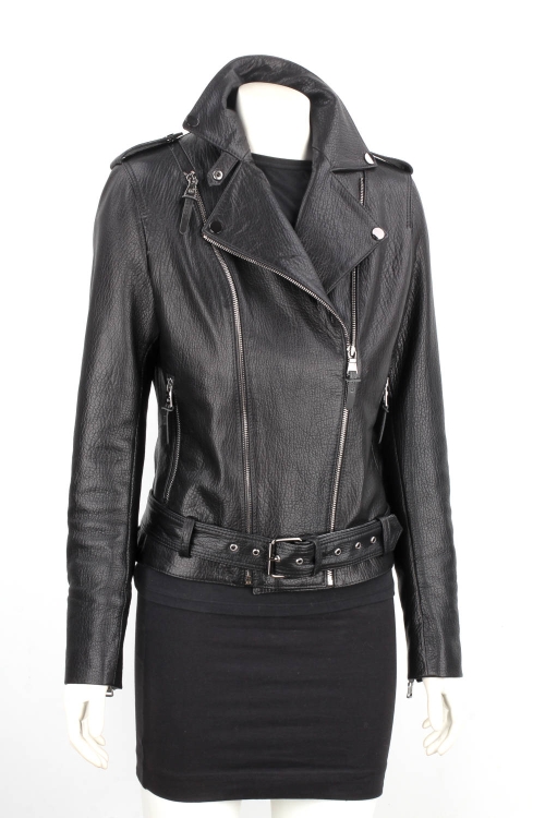 JUD951 - Damska ramoneska z czarnej naturalnej skóry owczej DORJAN 3.JPG